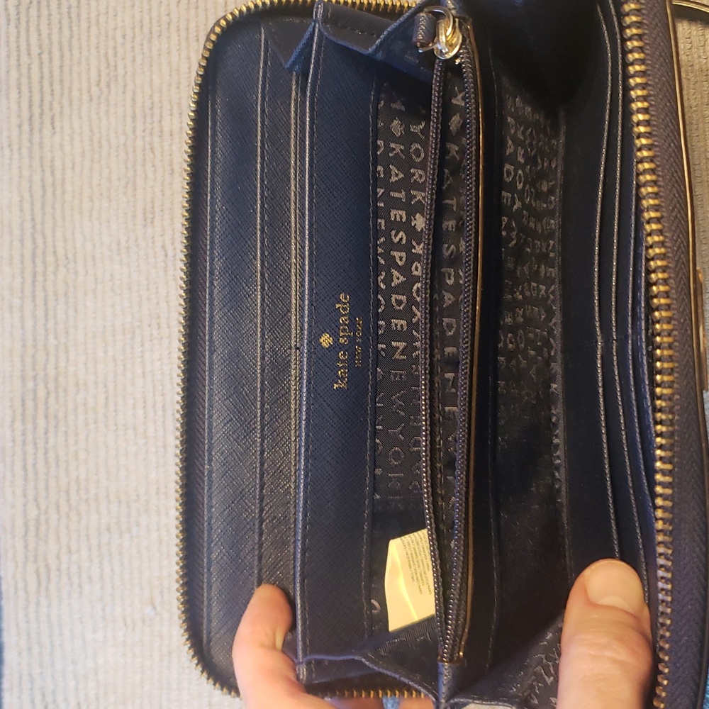 Kate Spade Blue and Gold Large Zip Wallet - Picture 4 of 8
